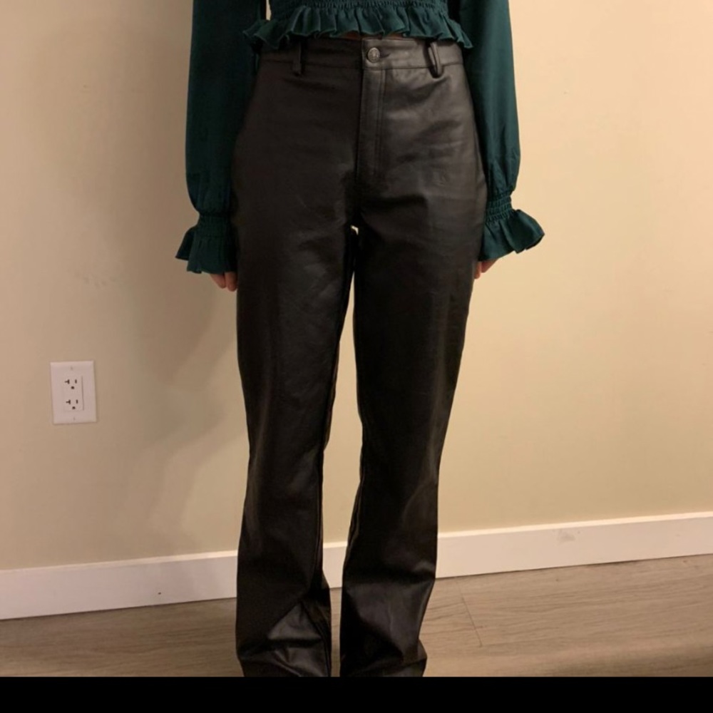 Black leather trousers /Zoven trousers in PU matte